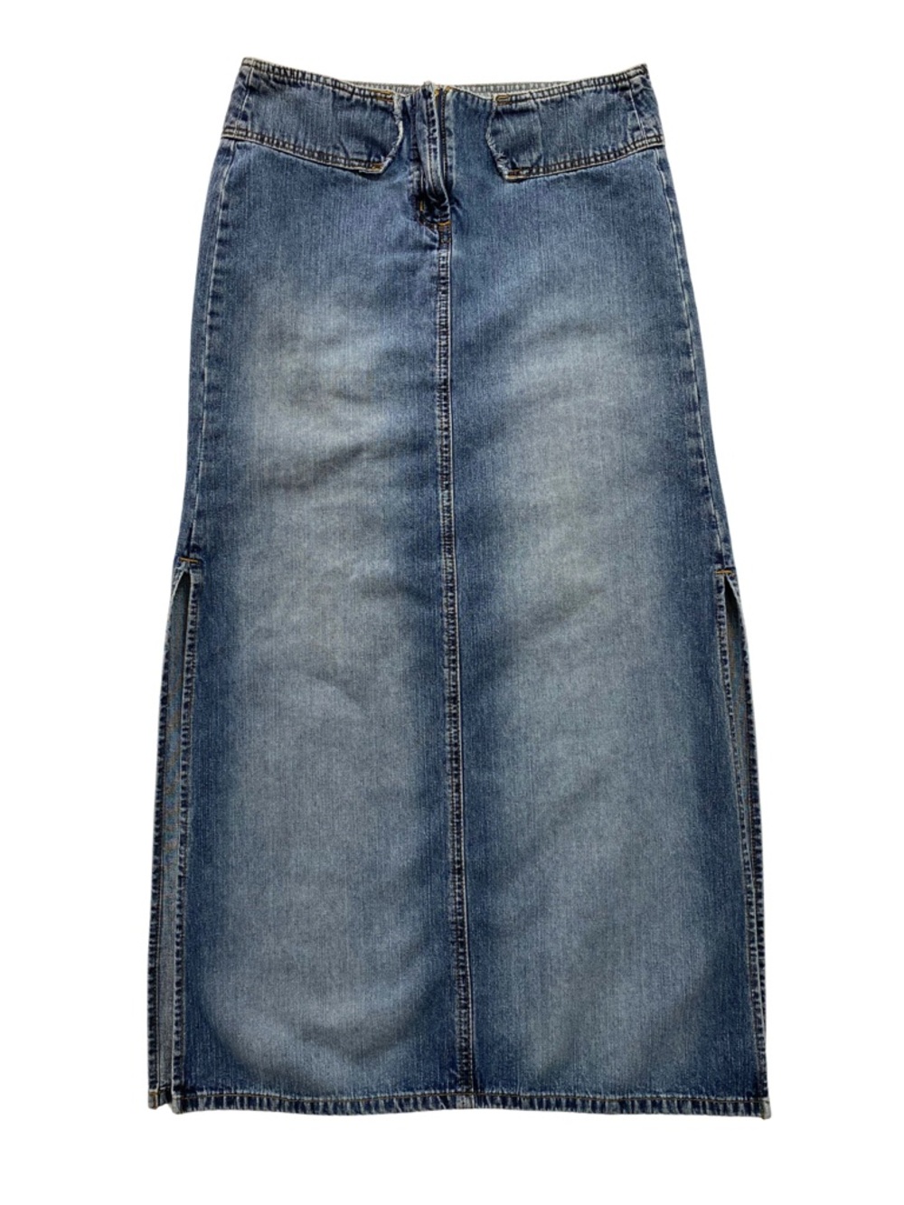 Vintage Paris Blues Soulmate Denim Midi 35” Jean Skirt A‑Line Size 7 Juniors Y2K